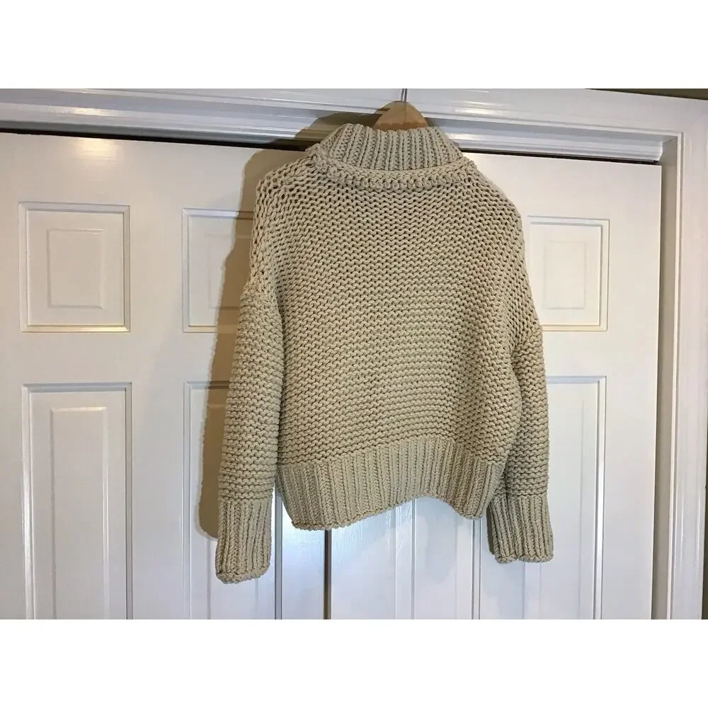 Free People My Only Sunshine Fisherman Sweater Women S Cream Chunky Knit Mock